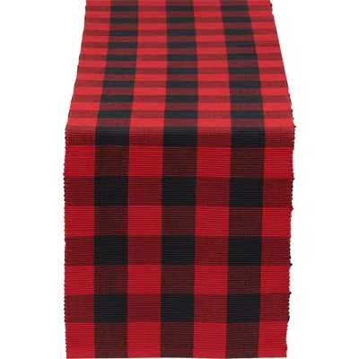 Design Imports Buffalo Check Print Cotton Table Runner In Red