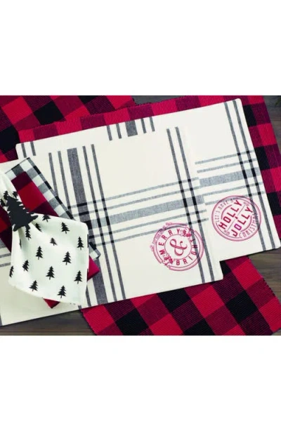 Design Imports Buffalo Check Print Cotton Table Runner In Red