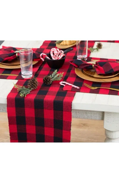 Design Imports Buffalo Check Print Cotton Table Runner In Red