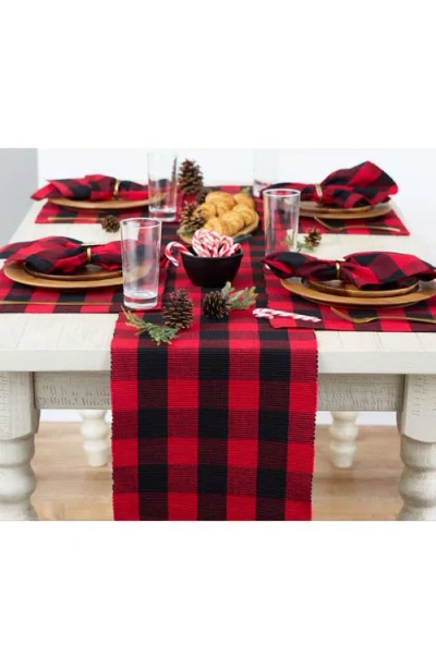 Design Imports Buffalo Check Print Cotton Table Runner In Red