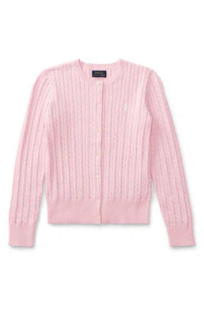 Polo Ralph Lauren Mini-cable Cotton Cardigan In Pink
