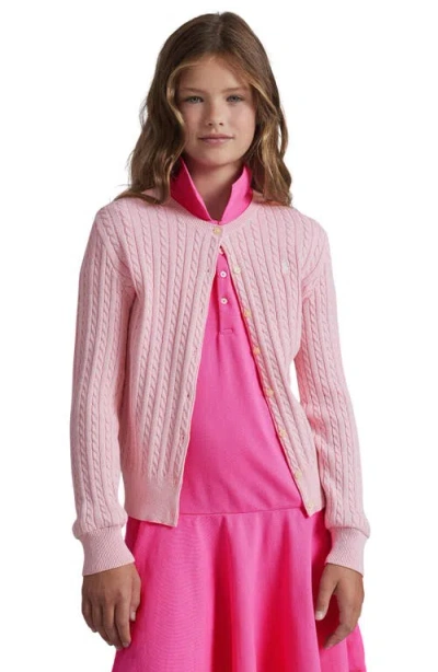 Polo Ralph Lauren Mini-cable Cotton Cardigan In Pink