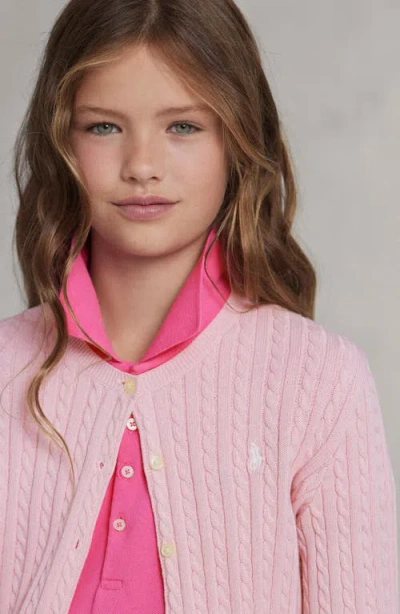 Polo Ralph Lauren Mini-cable Cotton Cardigan In Pink