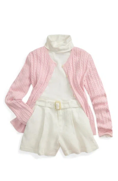 Polo Ralph Lauren Mini-cable Cotton Cardigan In Pink