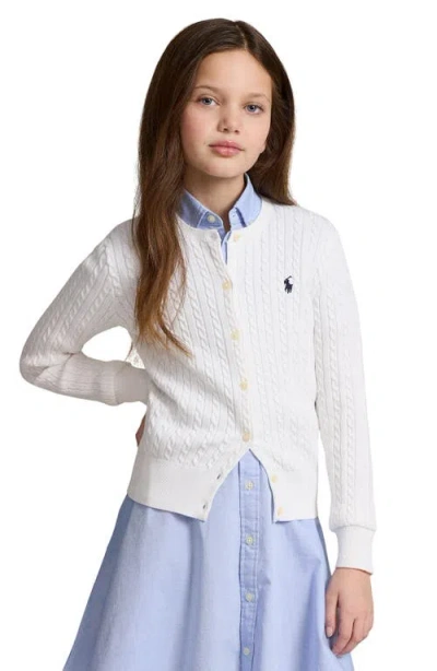Polo Ralph Lauren Girls 2t-16 Cable-knit Cotton Cardigan In White
