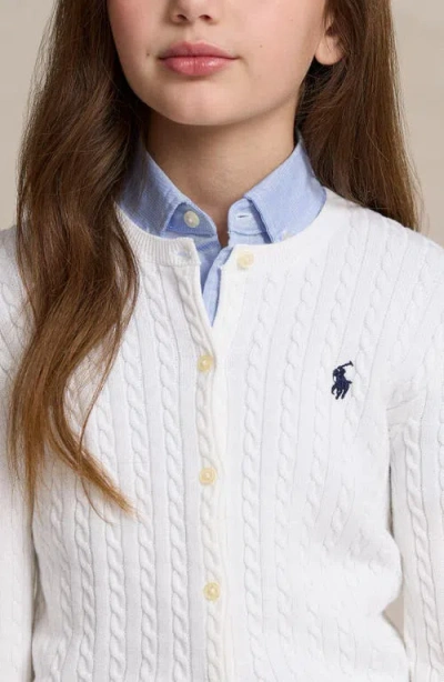 Polo Ralph Lauren Girls 2t-16 Cable-knit Cotton Cardigan In White