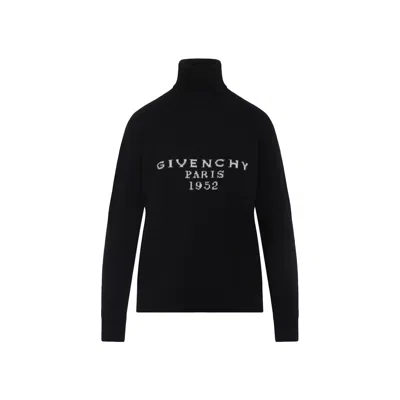 Givenchy Turtleneck Logo Wool-cashmere Sweater In Black