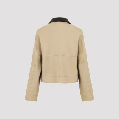 Givenchy Womens Cropped Leather-collar Cotton And Wool-blend Peacoat Beige In Gold