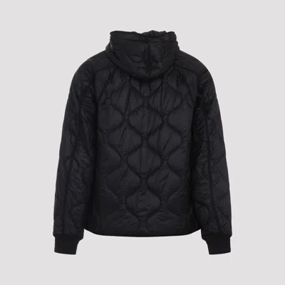 C.p. Company Black Jacket With Fixed Hood And Logo Plaque On The Sleeve In Tech Fabric Man In Black