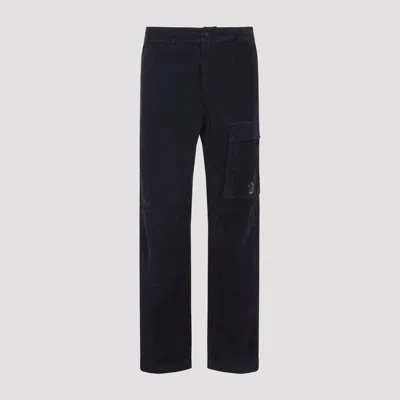 C.p. Company Black Linen And Cotton Blend Utility Trousers In Black