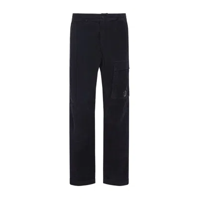 C.p. Company Black Linen And Cotton Blend Utility Trousers In Black
