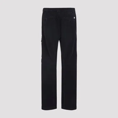 C.p. Company Black Linen And Cotton Blend Utility Trousers In Black