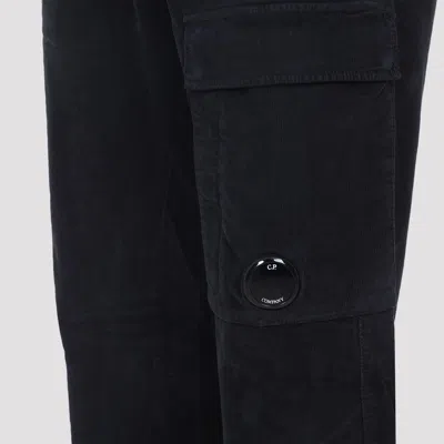 C.p. Company Black Linen And Cotton Blend Utility Trousers In Black