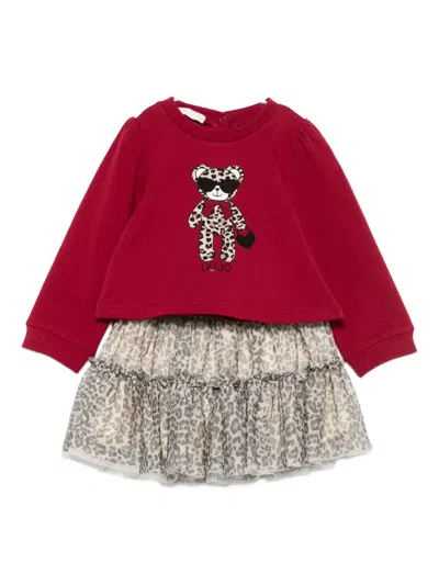 Liu •jo Ruffled Leopard-print Skirt Set In Red