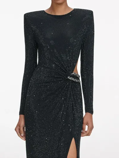 Self-portrait Black Rhinestone Embellished Maxi Dress Clothing In Black