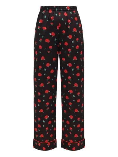 Sleeper Pastelle Oversized Pants In Poppies Print In Black
