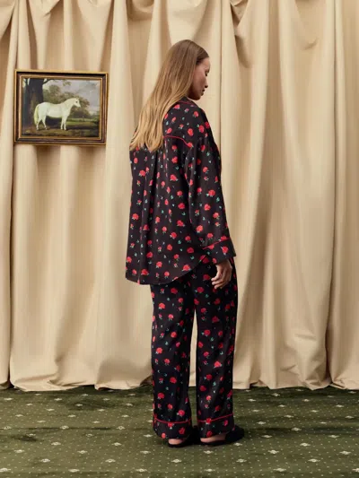 Sleeper Pastelle Oversized Pants In Poppies Print In Black
