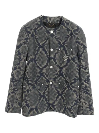 Pre-owned Louis Vuitton 2010s Python-pattern Jacket In Blue