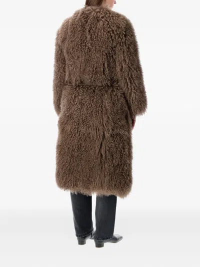 Sword 6.6.44 S.w.o.r.d 6.6.44 Mongolian Shearling Maxi Coat In Brown