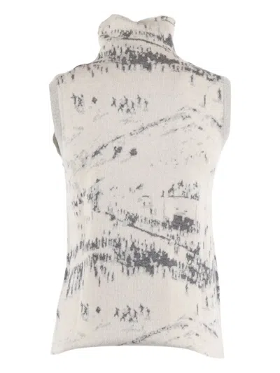 Ballantyne Turtleneck Slipover Sweater In Soft Wool-cotton Blend In Multi