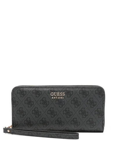 Guess Usa Large Vikky Patterned Leather Wallet In Gray