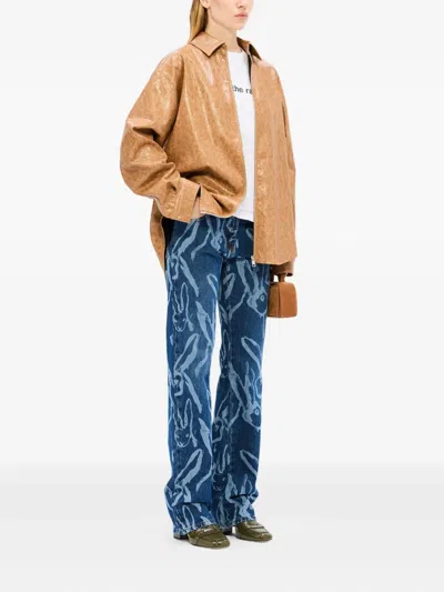Msgm Rabbit-print Trousers In Blue