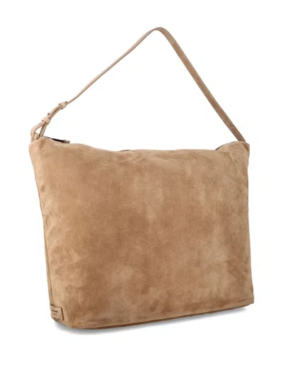 Emporio Armani Hobo Large Chain Soft Suedde In Brown