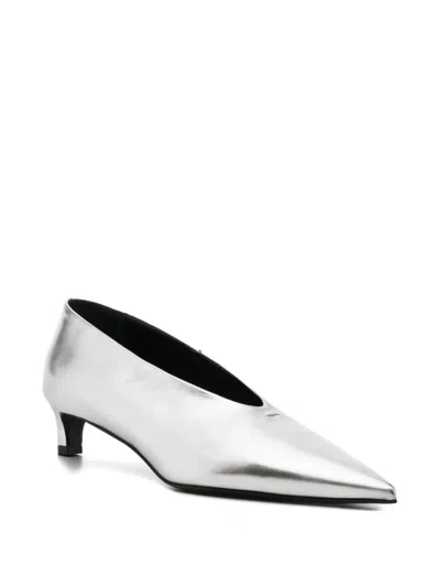 Jil Sander Leather Pumps In Silver