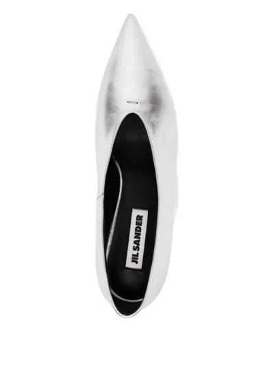 Jil Sander Leather Pumps In Silver