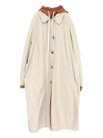 Pre-owned Miu Miu Hooded Reversible Coat In Neutral