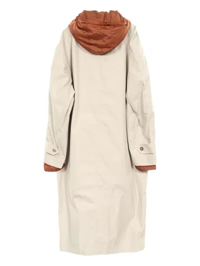 Pre-owned Miu Miu Hooded Reversible Coat In Neutral