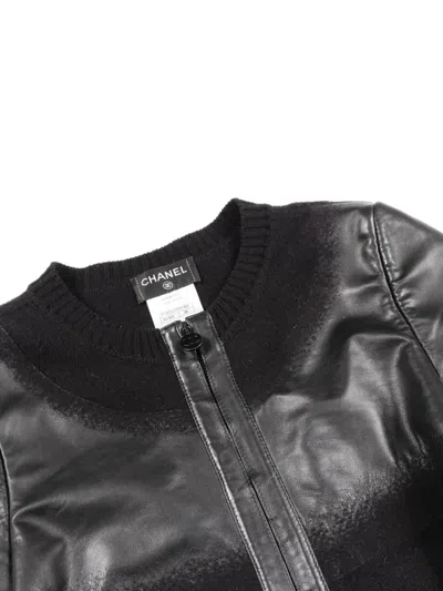 Pre-owned Chanel Coco Mark Colour-block Jacket In Black