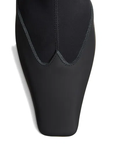 Khaite Nevada Leather-trimmed Stretch-knit Ankle Boots In Black