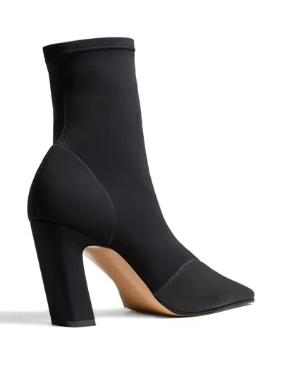 Khaite Nevada Leather-trimmed Stretch-knit Ankle Boots In Black