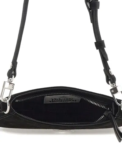 Vivienne Westwood Textured Polyurethane Clutch With Metallic Emblem In Black