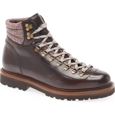 Brunello Cucinelli Mountain Boot Leather Ankle Boots With Wool And Cashmere Insert In Brown