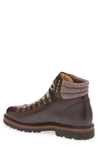 Brunello Cucinelli Mountain Boot Leather Ankle Boots With Wool And Cashmere Insert In Brown