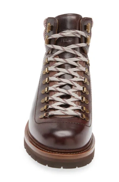 Brunello Cucinelli Mountain Boot Leather Ankle Boots With Wool And Cashmere Insert In Brown
