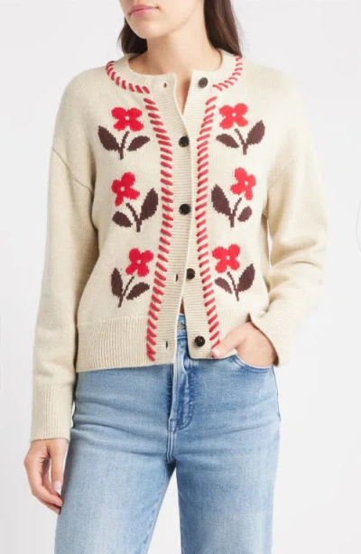 Rails Mavie Intarsia Floral Cardigan In Neutral