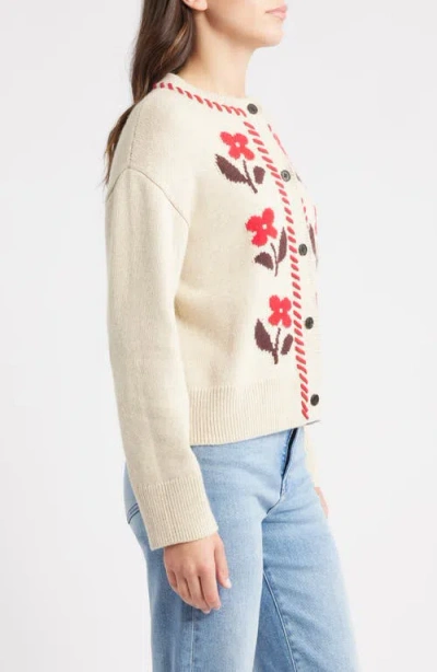 Rails Mavie Intarsia Floral Cardigan In Neutral
