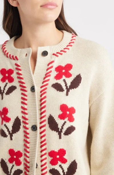 Rails Mavie Intarsia Floral Cardigan In Neutral