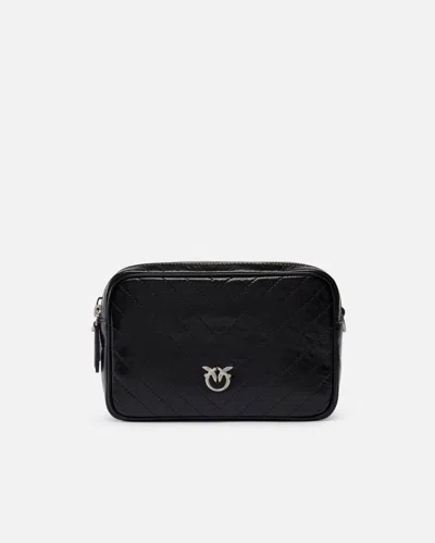 Pinko Medium Chevron Leather Camera Bag With Strap