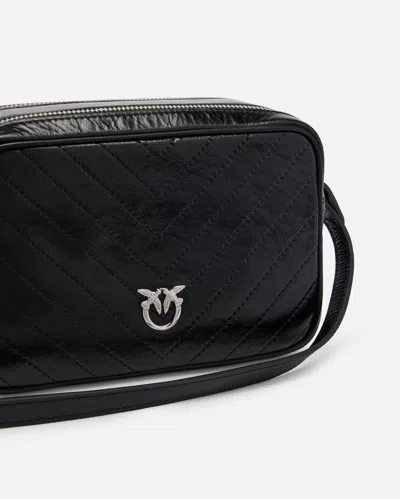 Pinko Medium Chevron Leather Camera Bag With Strap