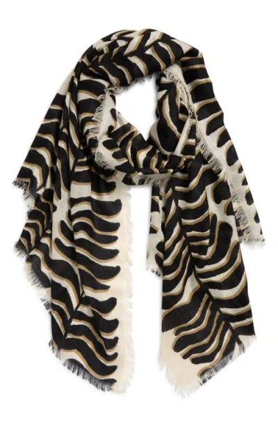 Nordstrom Eyelash Trim Print Cashmere & Silk Wrap In Multi
