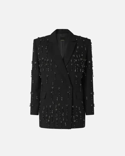 Pinko Blazer With Crystals And Pearls In Black