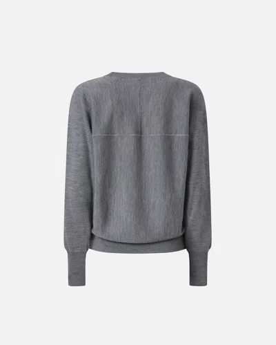 Pinko Knitted Sweater With Love Birds Logo In Gray