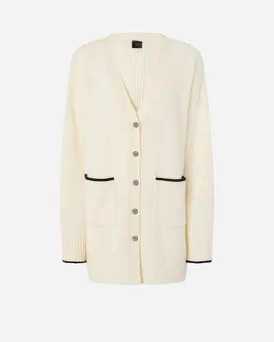 Pinko Long Cardigan With V-neck In White