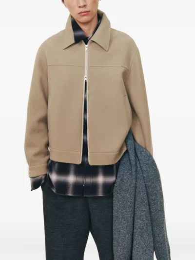 Studio Tomboy Zip-up Wool Bomber Jacket In Neutral