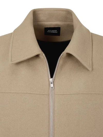 Studio Tomboy Zip-up Wool Bomber Jacket In Neutral