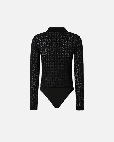 Pinko Knit Lace Bodysuit In Black